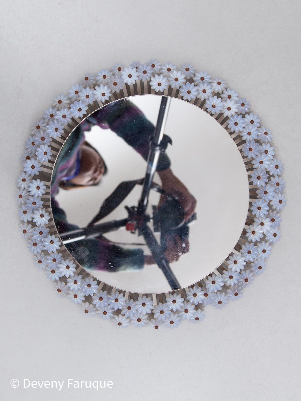 Illuminated Flower Wall Mounted Round Mirror By Münchner Zierspiegel, 1960s photo Home Decor