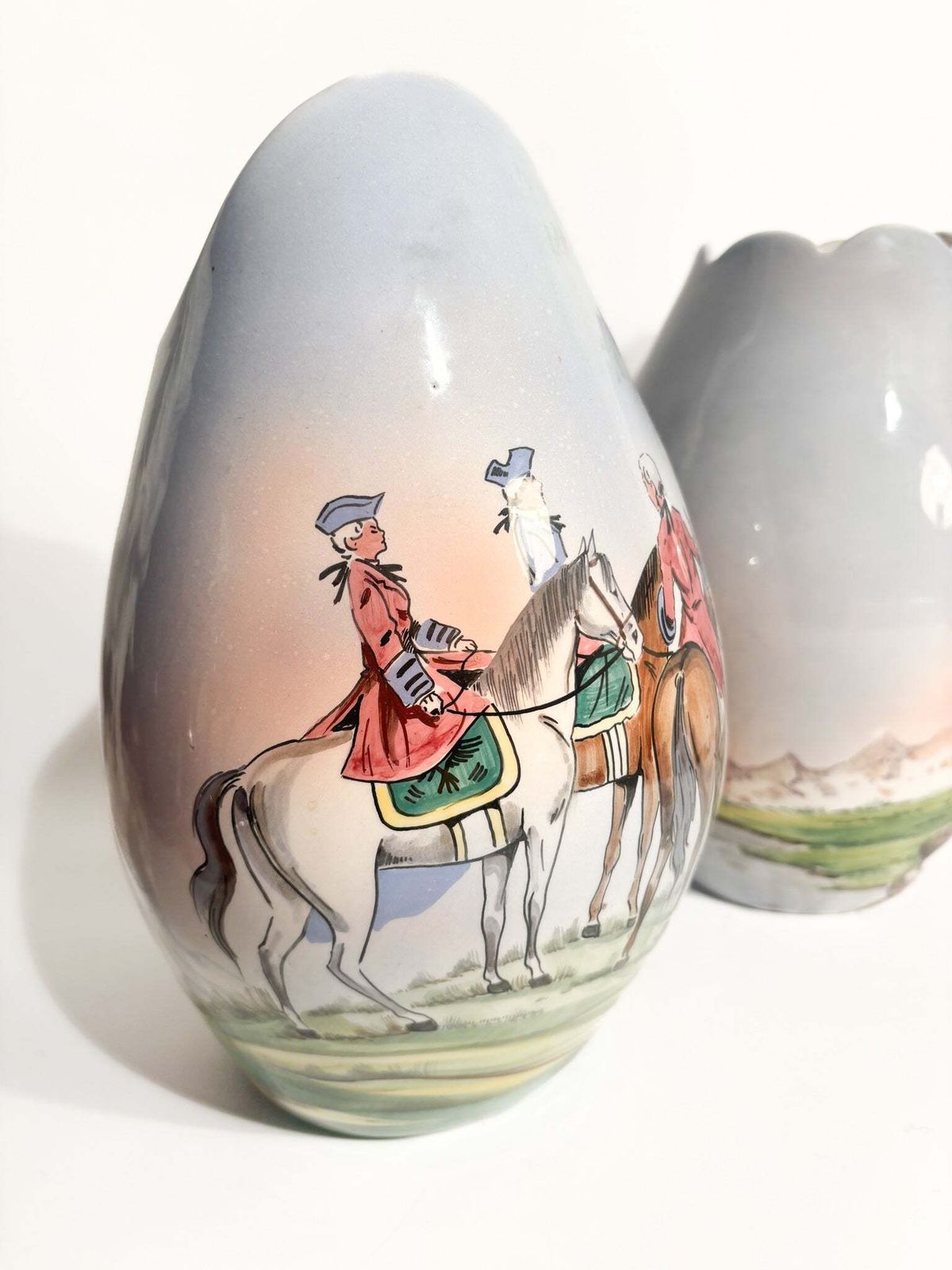 Pair Of Vases In Hand Painted Castelli Ceramics From The 1950s photo furniture