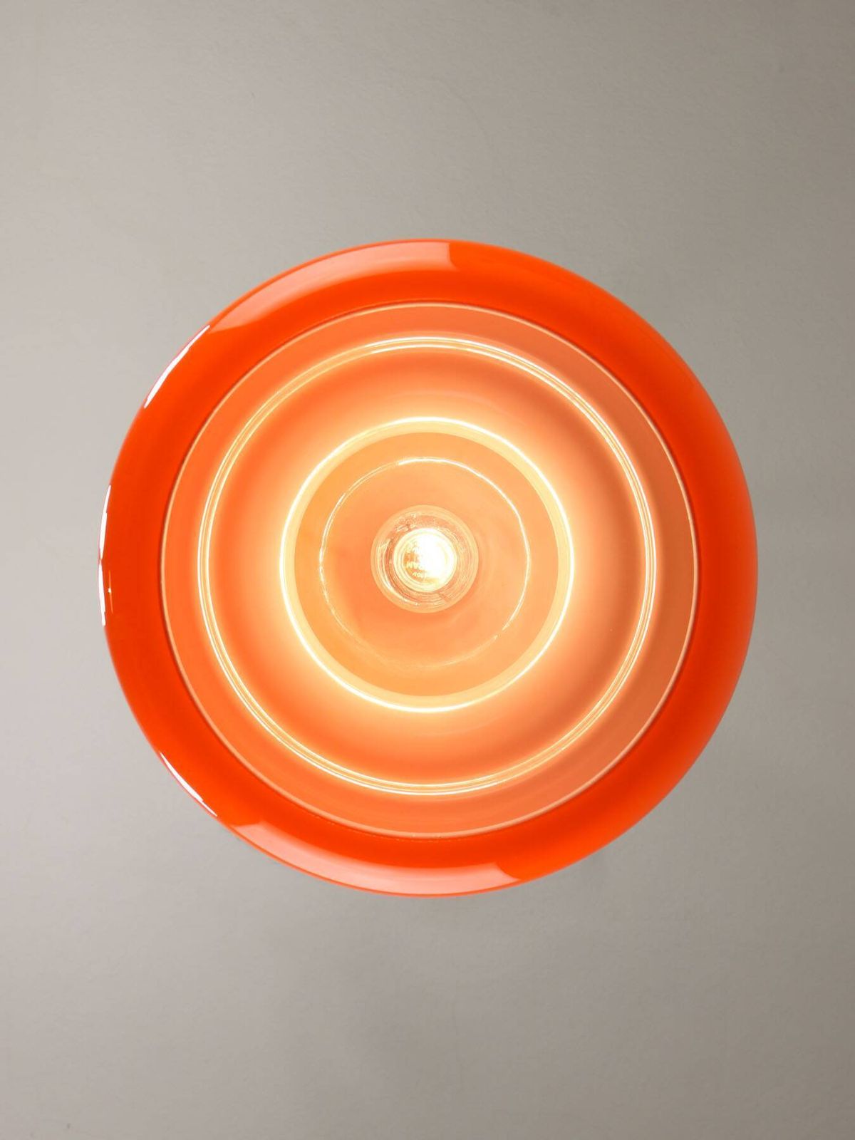Mid Century Italian Orange Glass And Brass Pendant Lamp photo buy