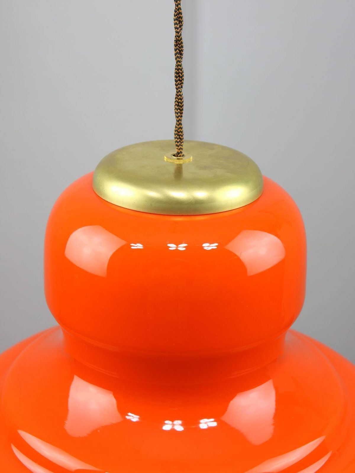 photo buy Mid Century Italian Orange Glass And Brass Pendant Lamp