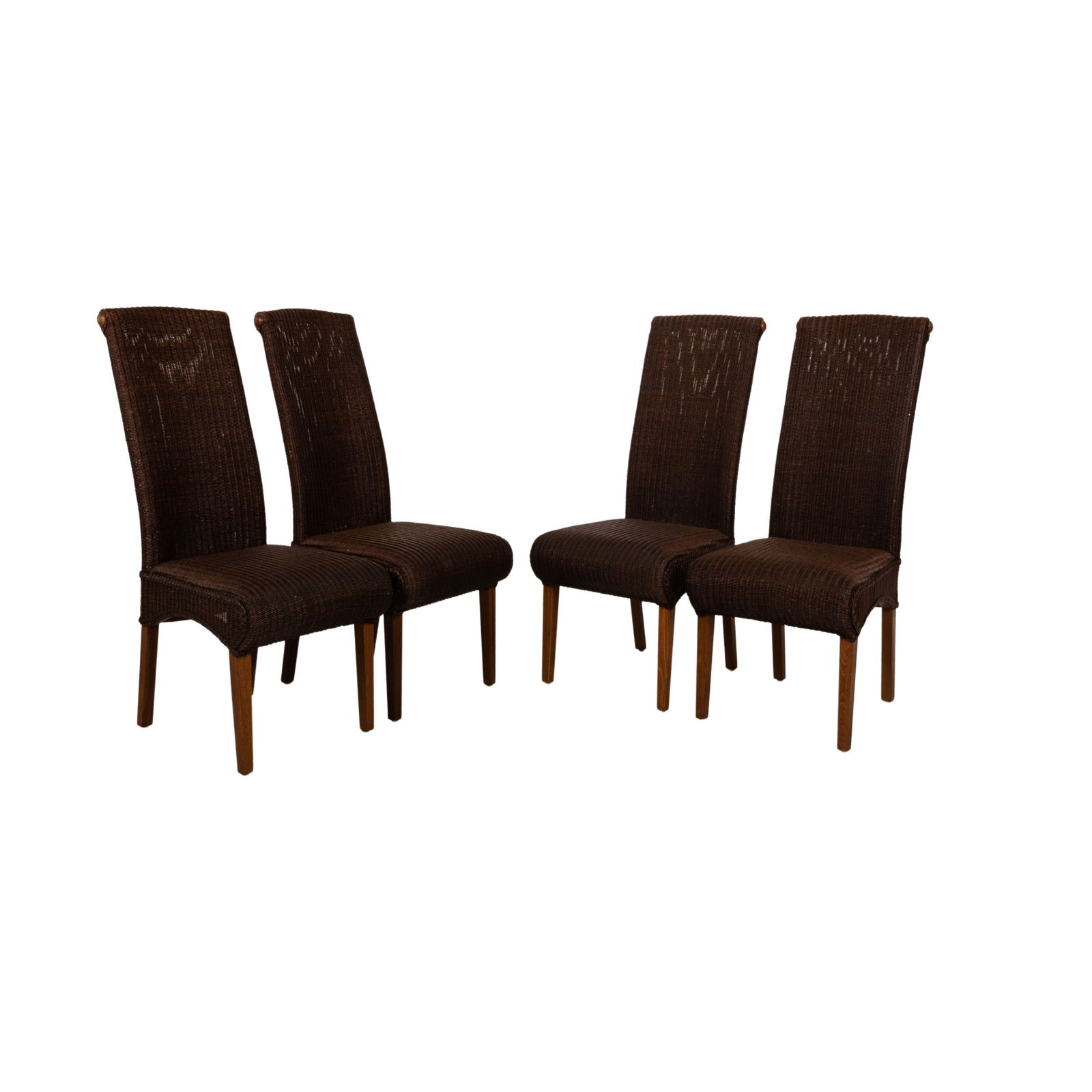 Set Van 4 Lloyd Loom Houten Stoelen Bruin Eetkamer
