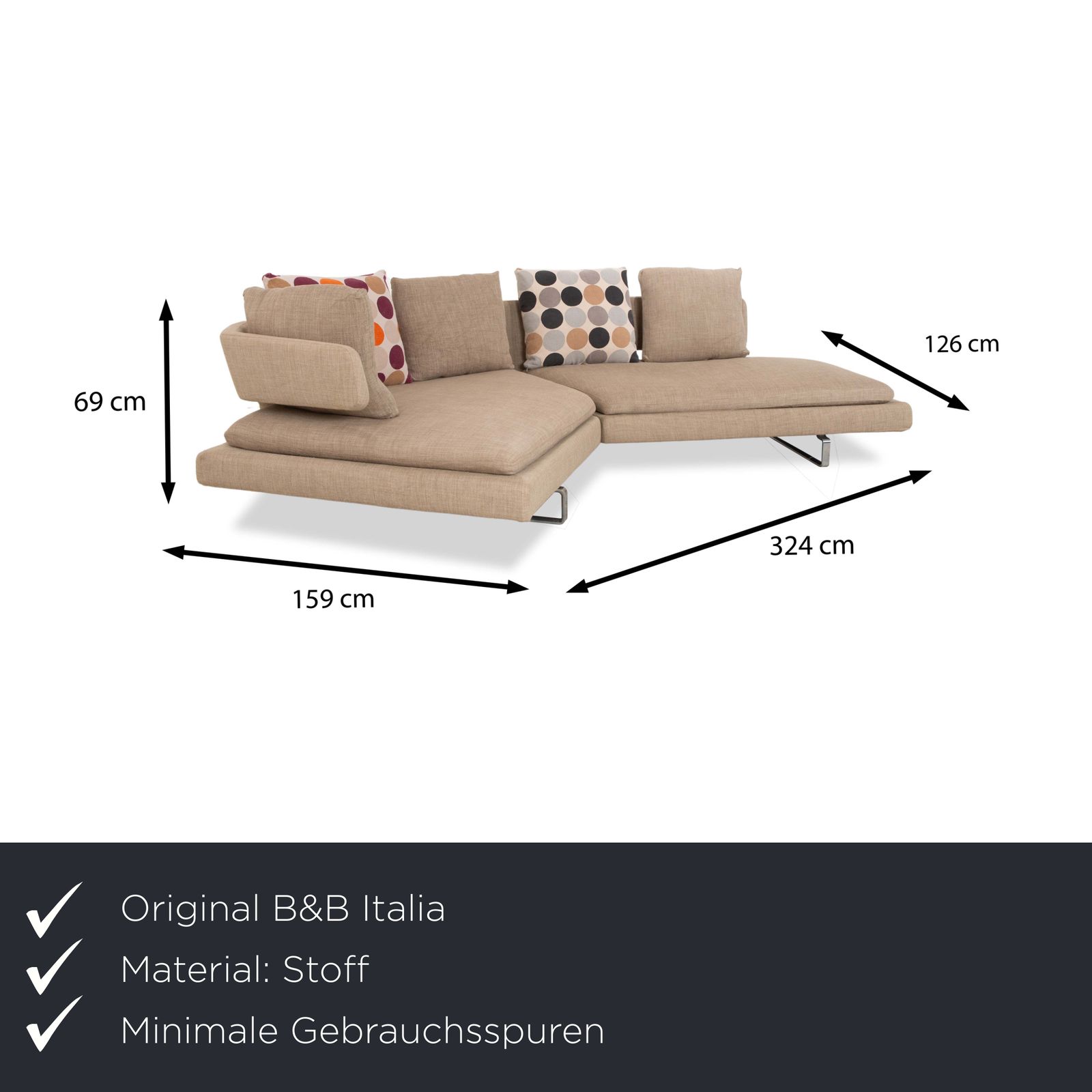 Canapé d'angle B&B Italia Arne en tissu, gris beige brun taupe photo furniture