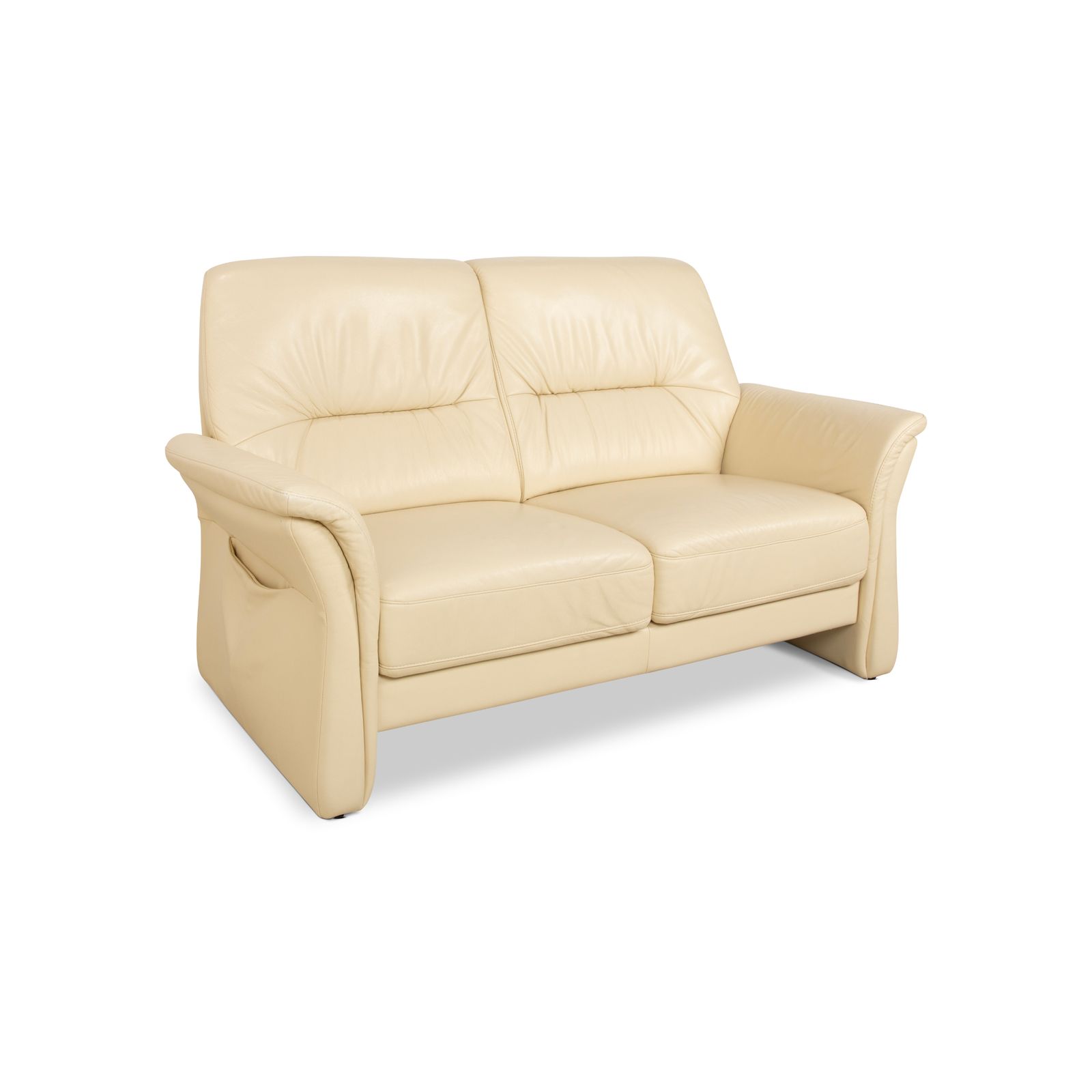 Elastoform Leather Two Seater Cream Manual Function Sofa photo for sale