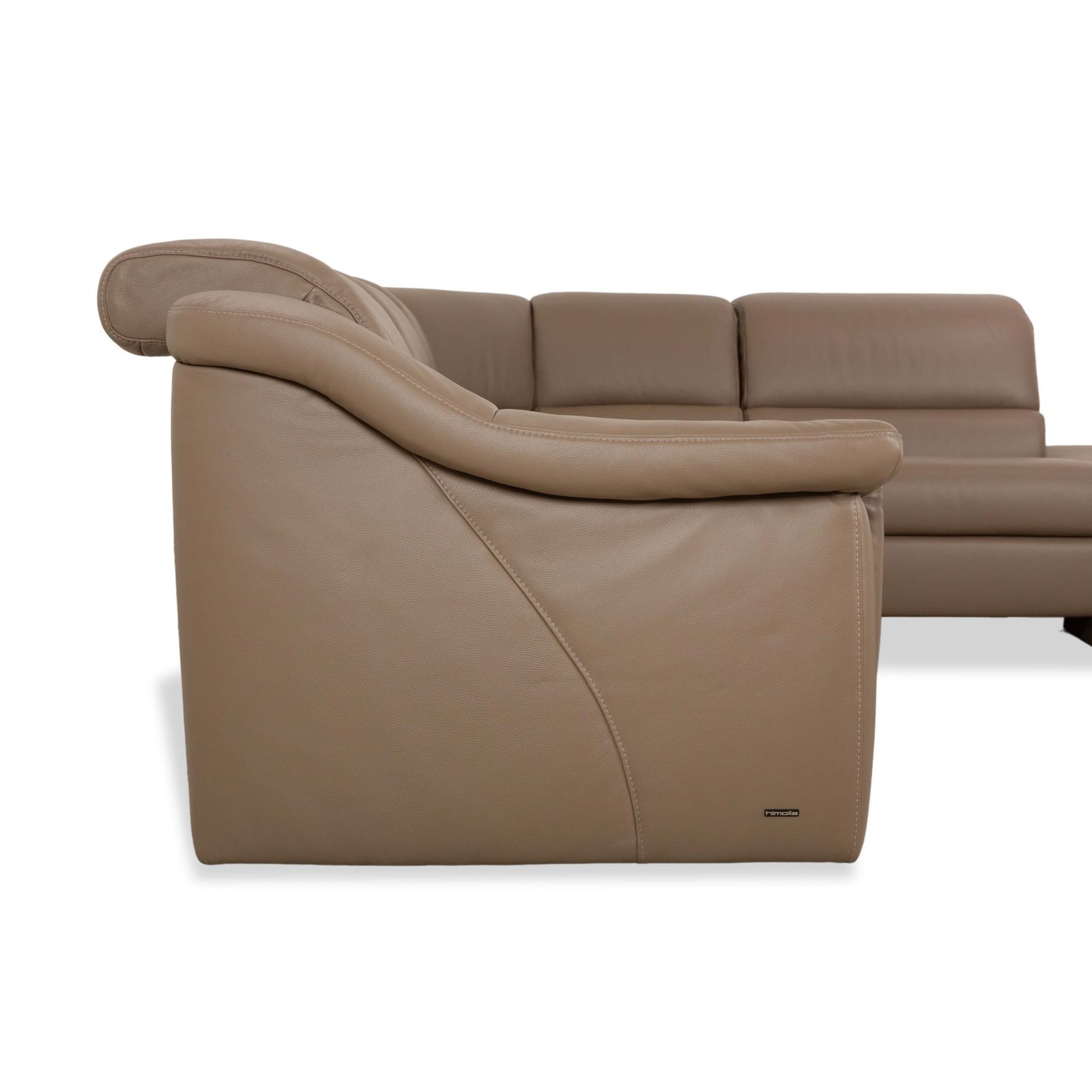 photo for sale Canapé d'angle Himolla 1301 en cuir beige taupe, récamière droite, fonctions électrique et manuelle