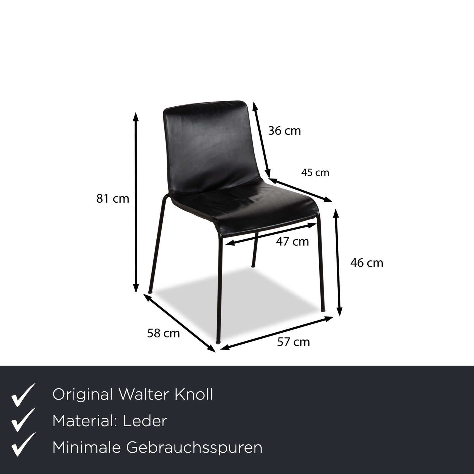 Lot de 8 chaises en cuir noir Walter Knoll Liz 1300 photo furniture