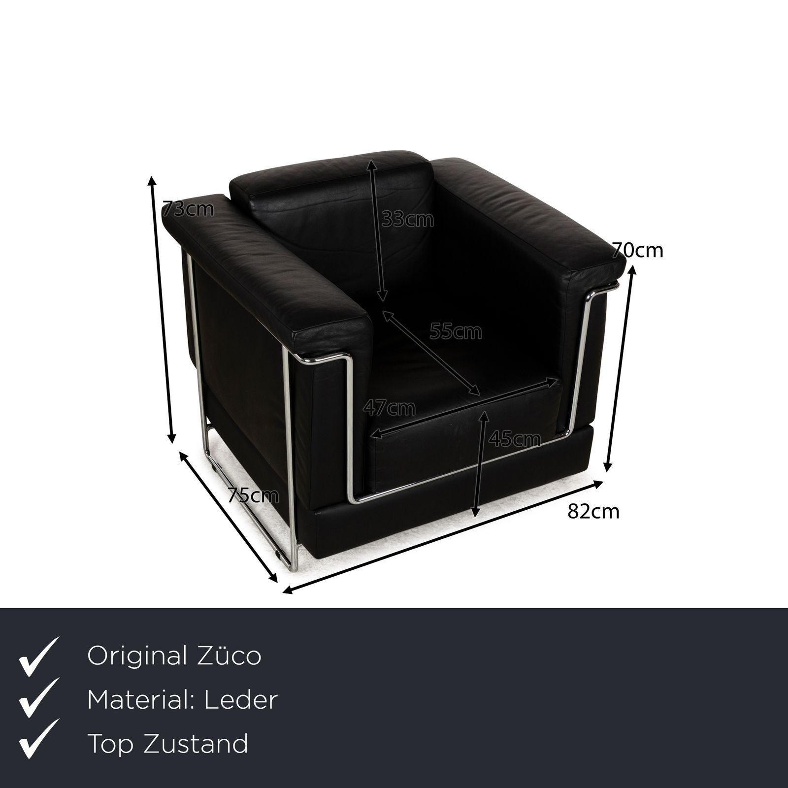 Fauteuil Züco Carat en cuir noir photo furniture