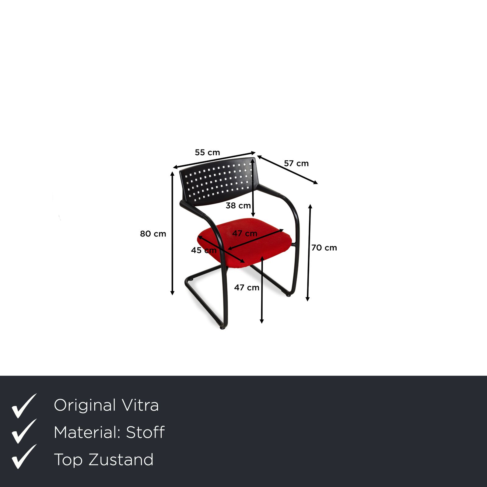 Set Van 8 Vitra Visavis Stoelen – Stof, Rood/Zwart photo furniture