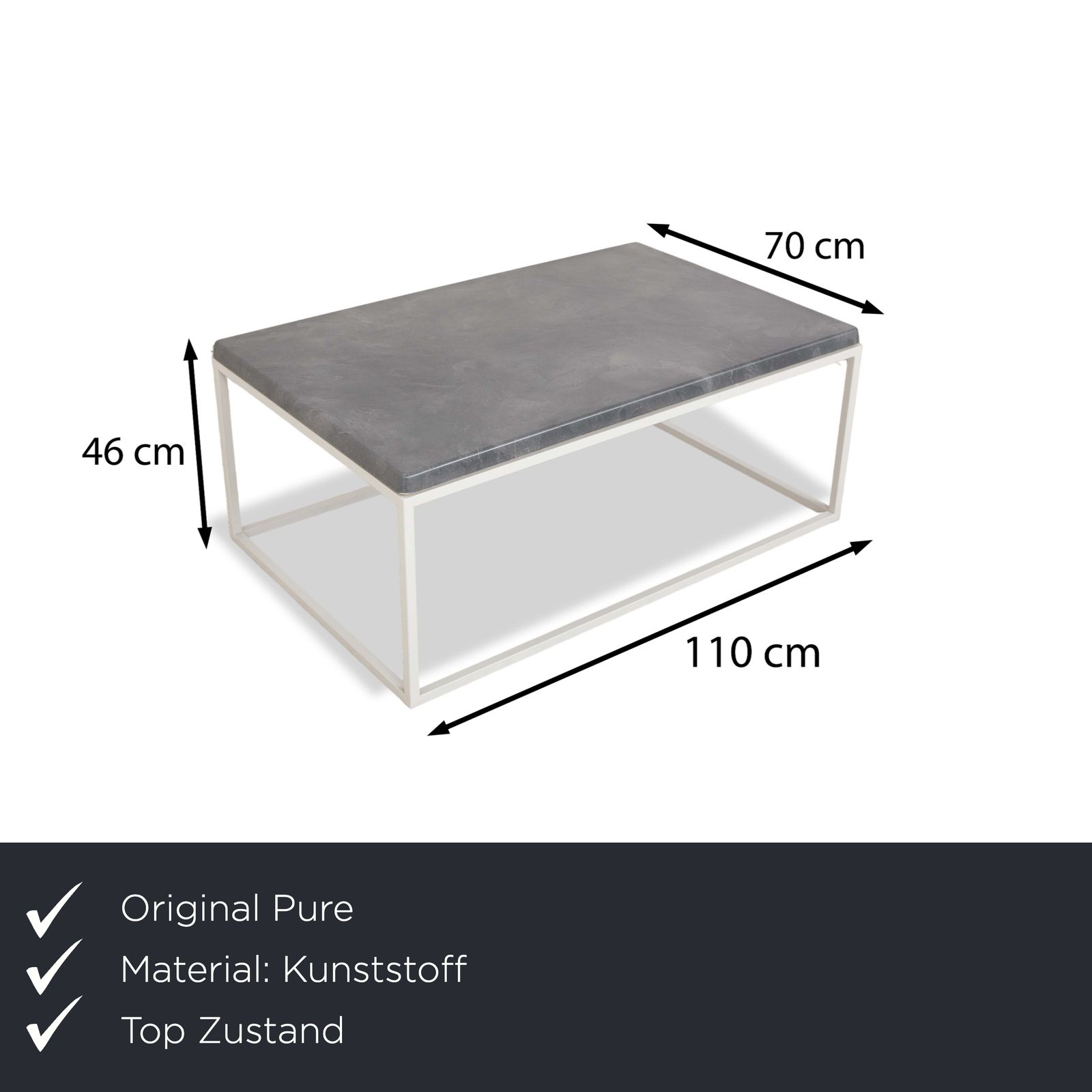 Table basse Pure Paris en plastique, métal argenté, gris photo furniture