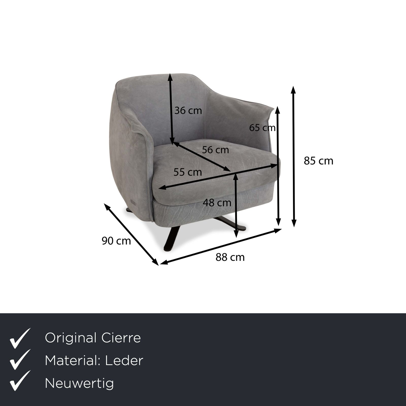 Ensemble de fauteuils Cierre Boheme en cuir gris bleu photo furniture