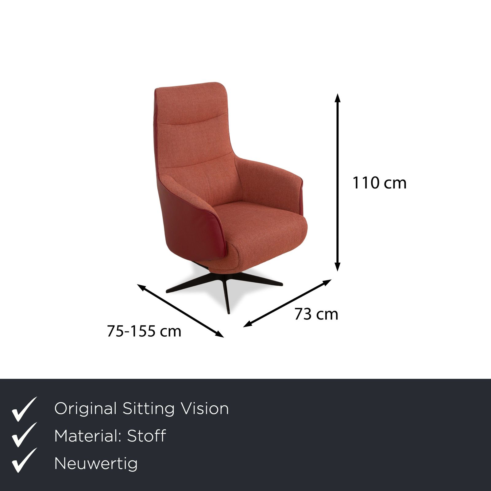 Sitting Vision Tw 043 Fabric Relax Chair Leather Red Orange Electr. Battery Function photo furniture