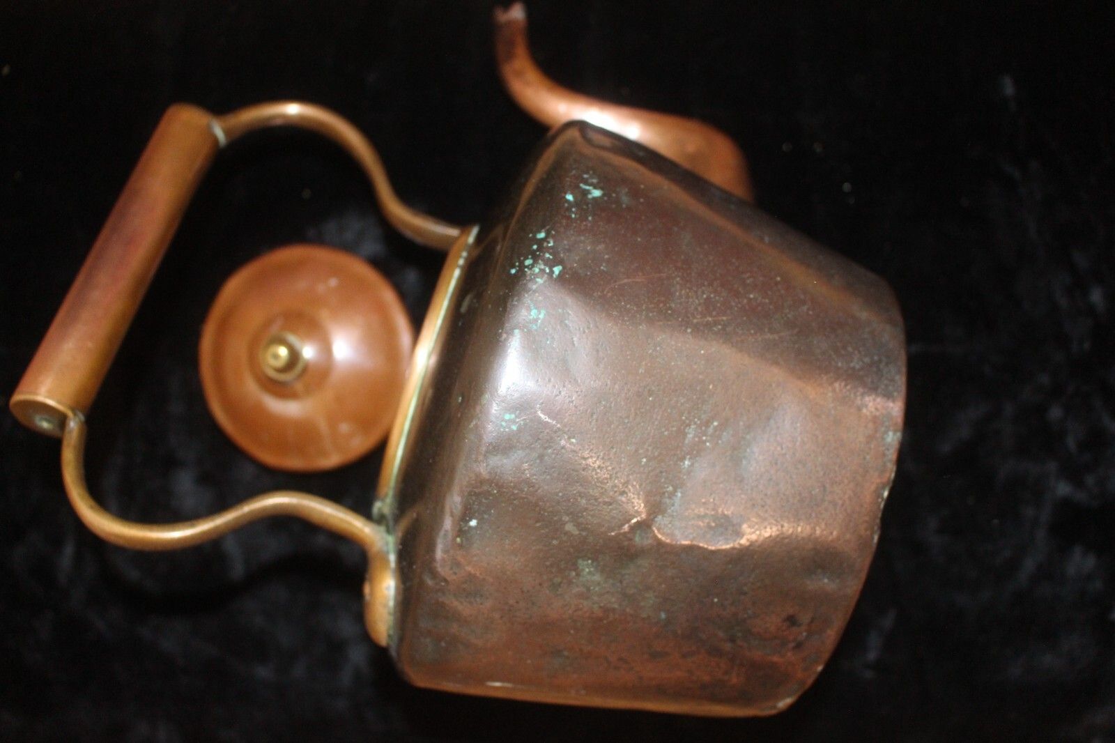photo for sale Beautiful Antique Copper Kettle 5 Pint Victorian Kettle Wt Dovetail Seam Brass