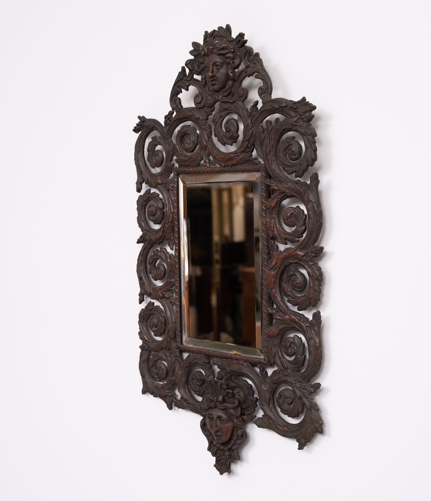France Antique Cast Bronze Women's Head Wall Mirror photo Home Decor