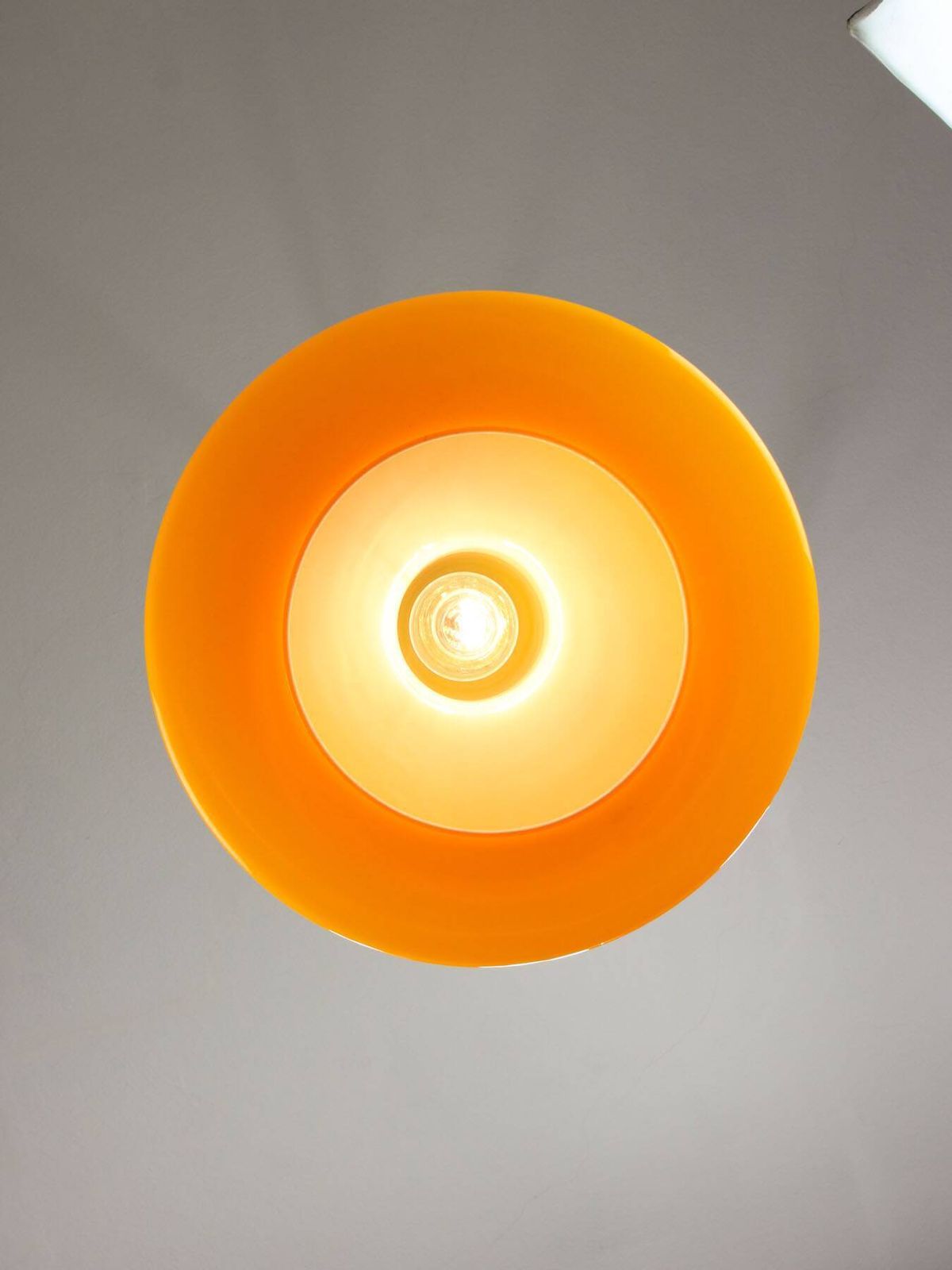 Mid Century Italian Yellow Glass And Brass Pendant Lamp photo buy