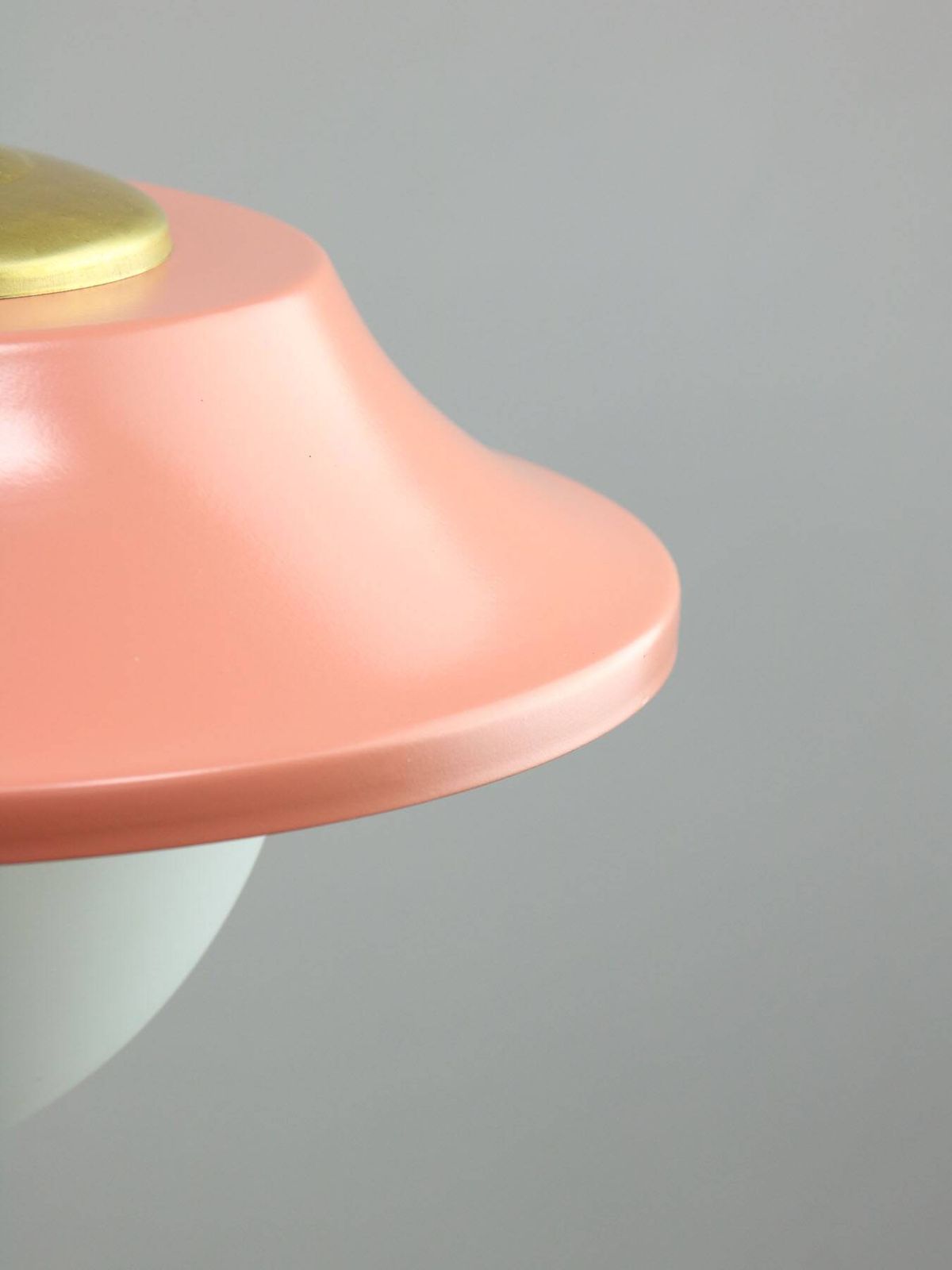 photo furniture Mid Century Italian Pink Metal And Brass Pendant Lamp