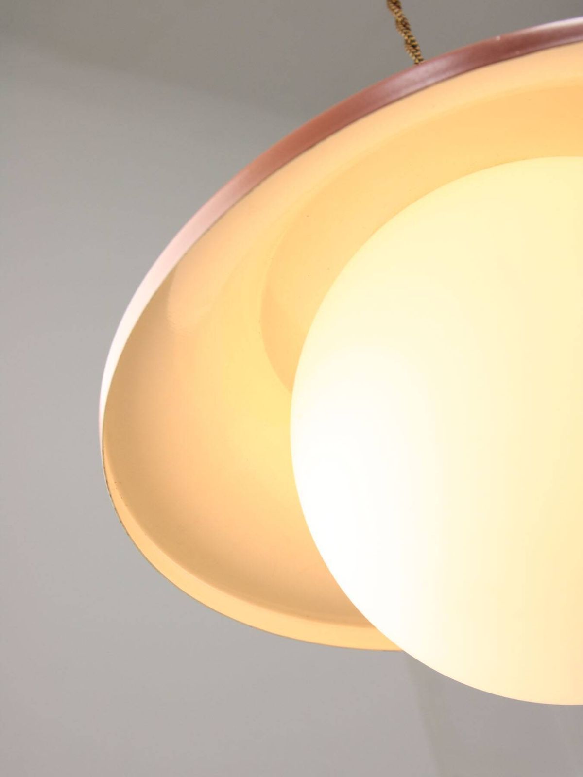 photo buy Mid Century Italian Pink Metal And Brass Pendant Lamp