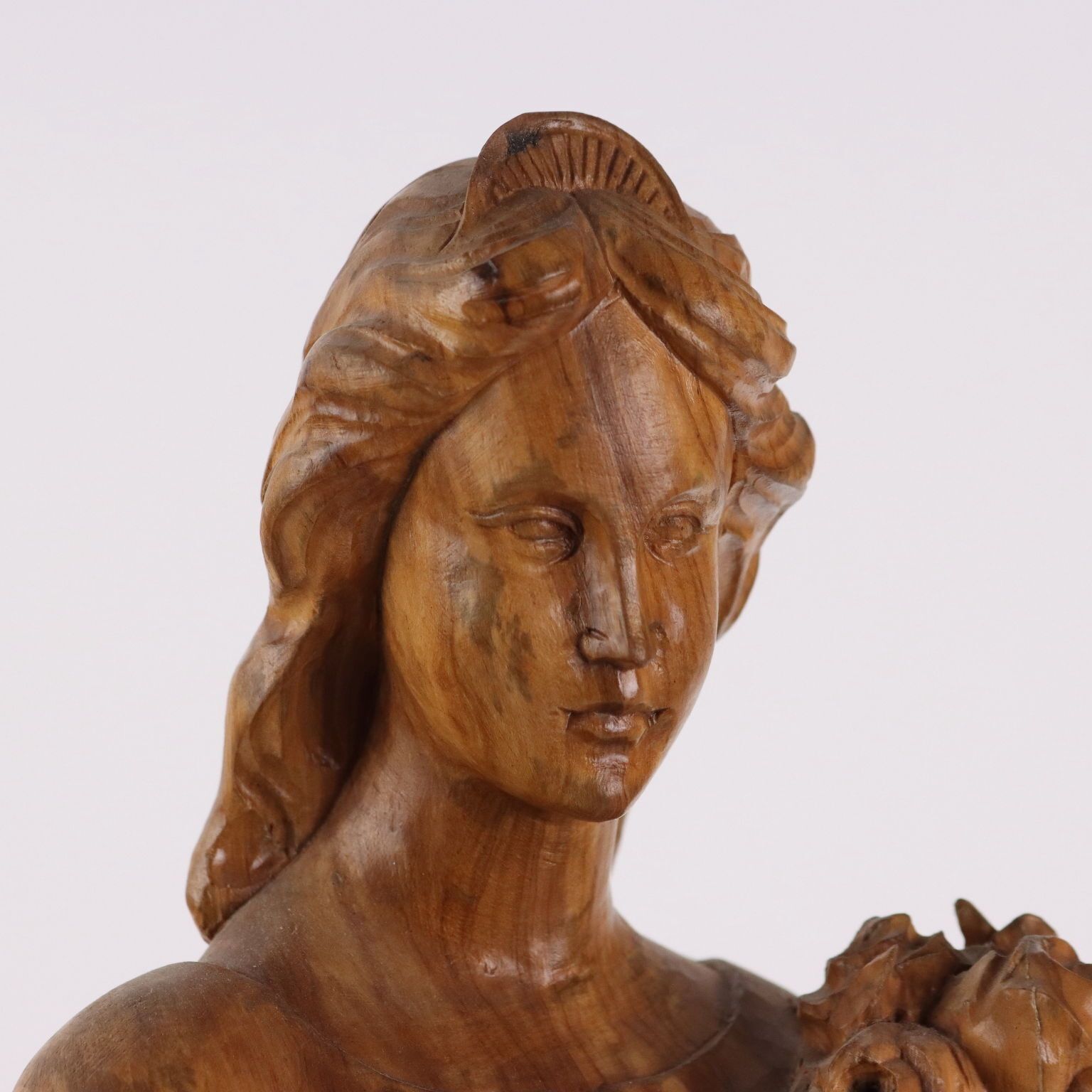 Antique Sculpture Olive Wood Italy XX Century photo for sale