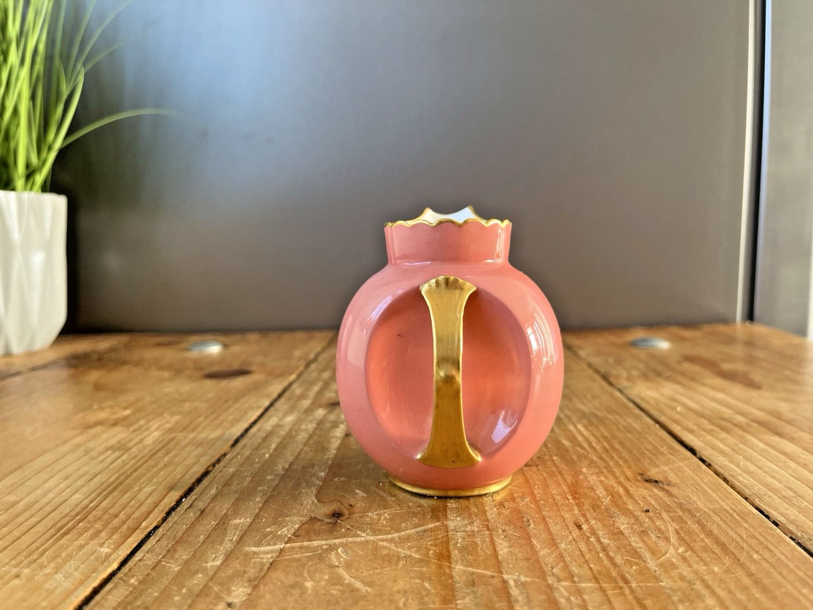 Antique C1890 Royal Crown Derby Porcelain Pink Gilded Bachelors Milk Cream Jug photo for sale