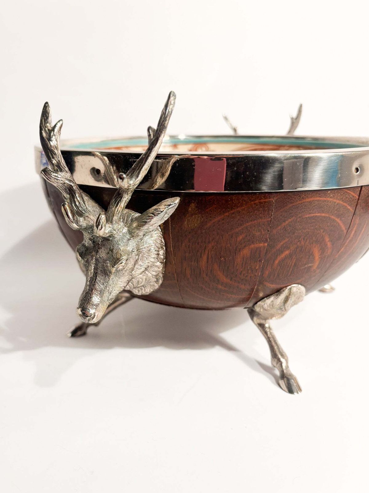 English Spumantiera In Wood Ceramic And Metal With Deer 1930s photo for sale
