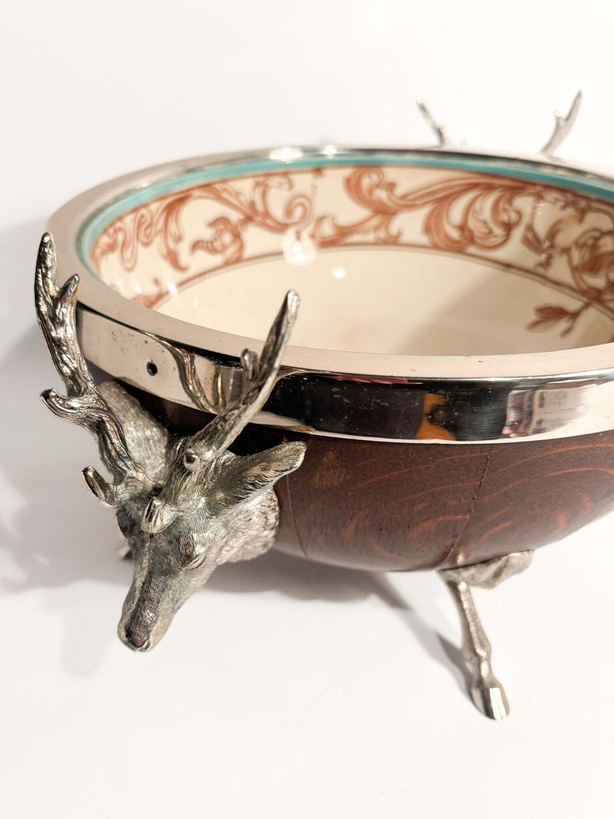 English Spumantiera In Wood Ceramic And Metal With Deer 1930s photo Home Decor