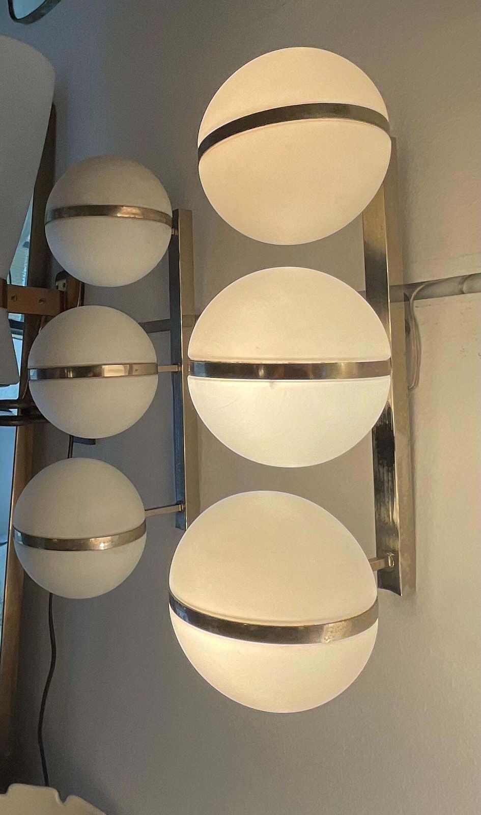 Stilnovo   Pair Of 3 Light Apliques   Made In Italy   1950s photo Lighting