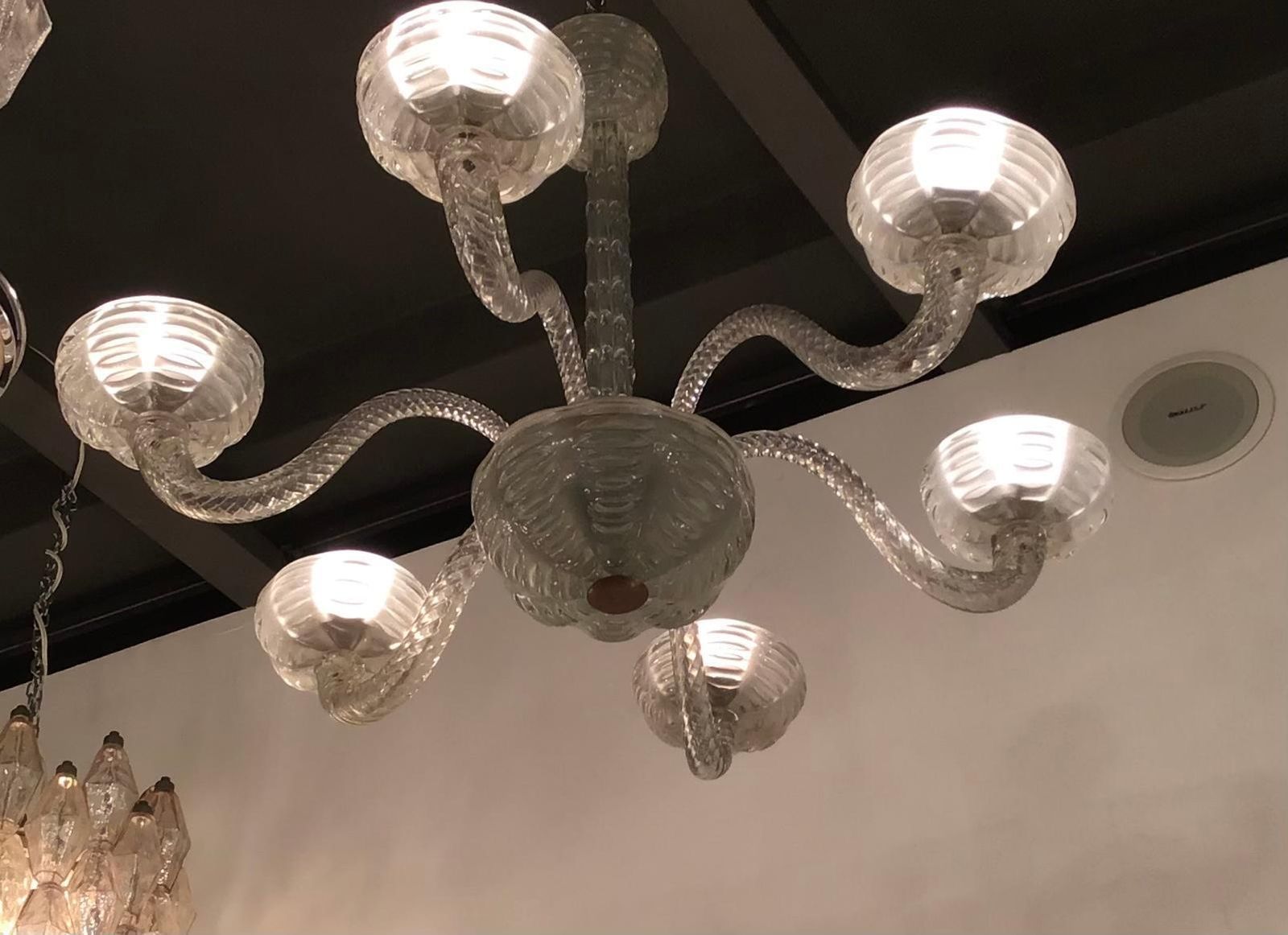 Toso Dino Martens Chandelier Murano Glass Wood Brass, 1945, Italy photo furniture