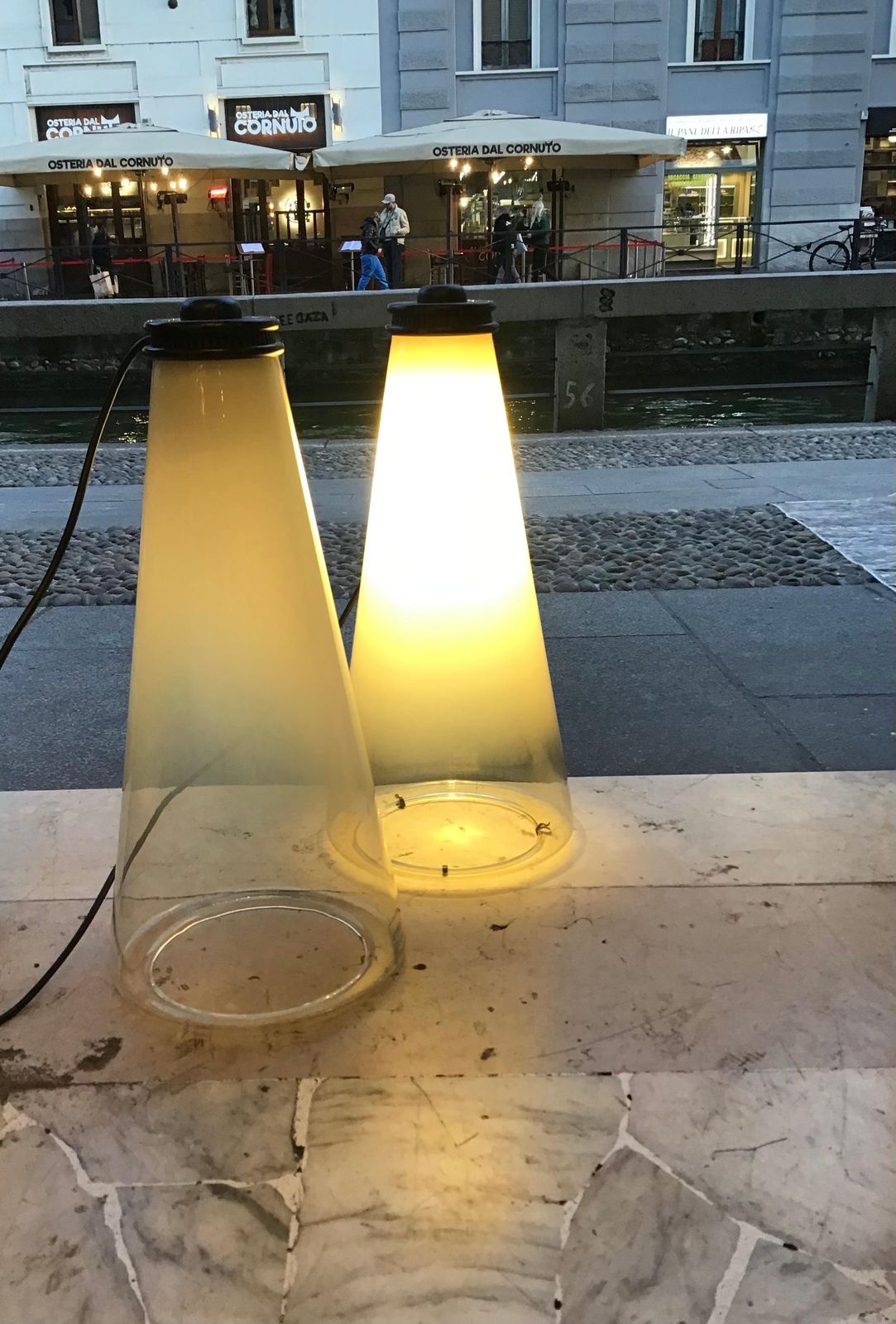 Arteluce Couple Table Lamp Glass Metal 1975 Italy photo for sale