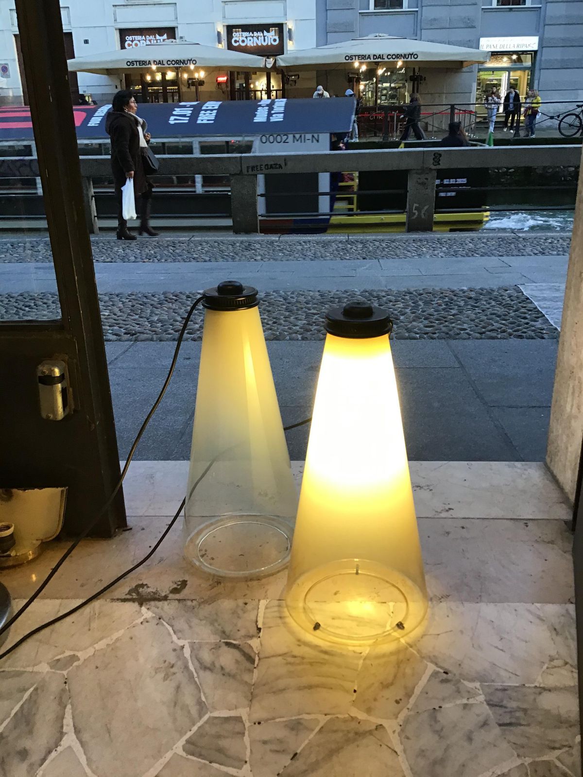 photo for sale Arteluce Couple Table Lamp Glass Metal 1975 Italy