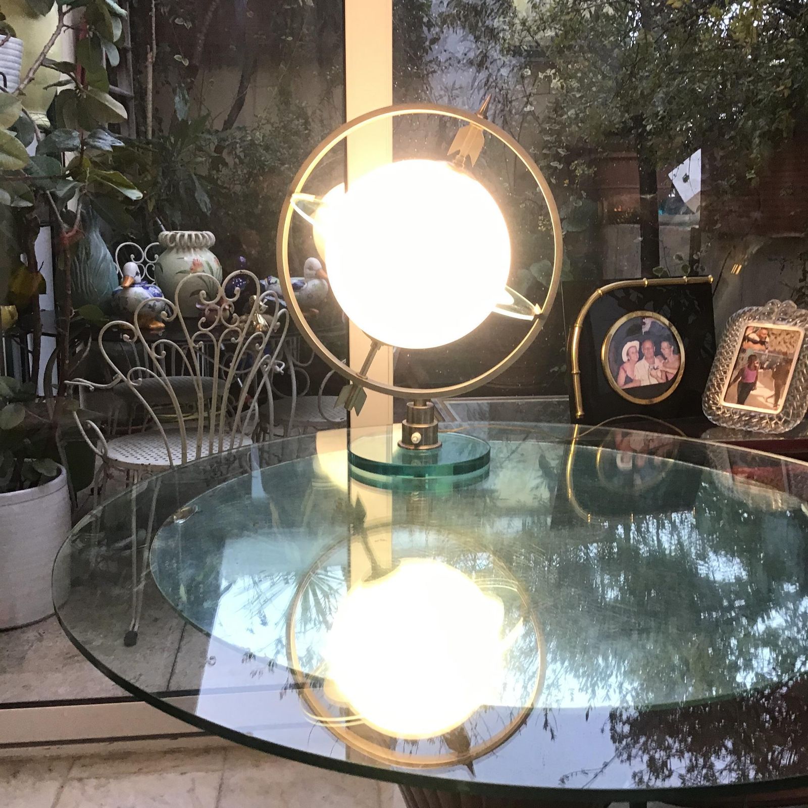 photo furniture Fontana Arte "Gio Ponti" Stil Table Lamp Glass Metal Chrome 1955 Italy