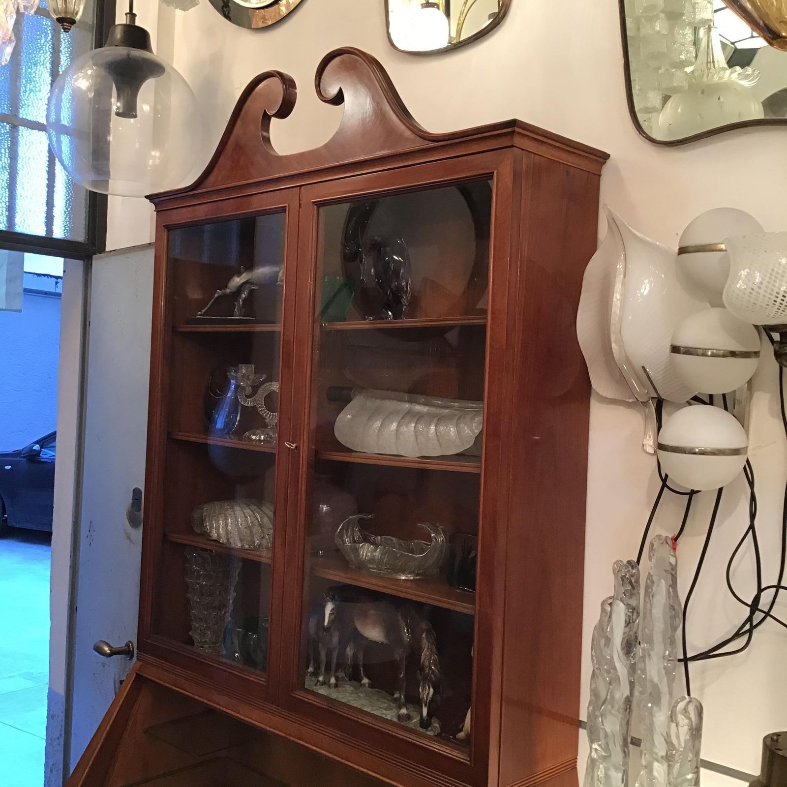 photo vintage Paolo Buffa Bookcase/Drawer Chest /Mobile Bar Brass Glass Wood 1950s Italy