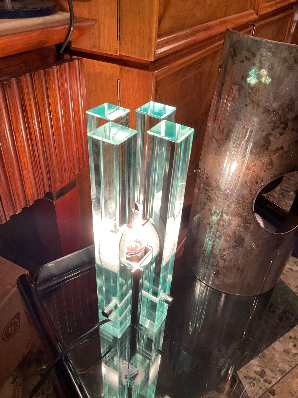 Gallotti & Radice   Glass And Steel Lamp   Italy 1960 photo furniture