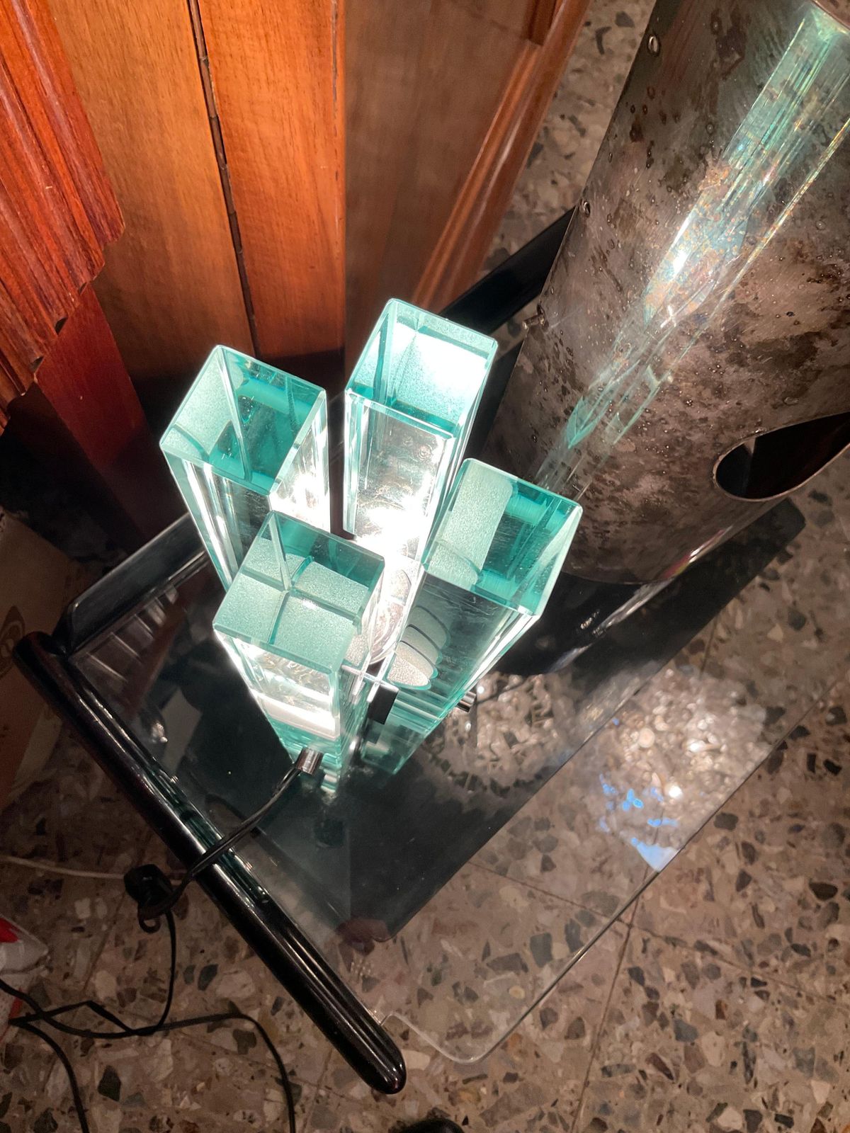 photo for sale Gallotti & Radice   Glass And Steel Lamp   Italy 1960