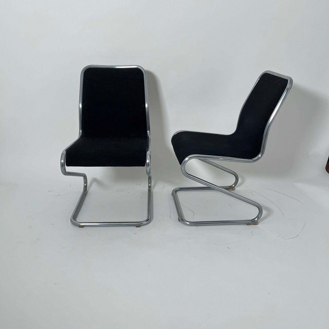 Pair Of Cantilever Z Chairs, Steeltube And Black Fabric, Italy Circa 1970 photo furniture