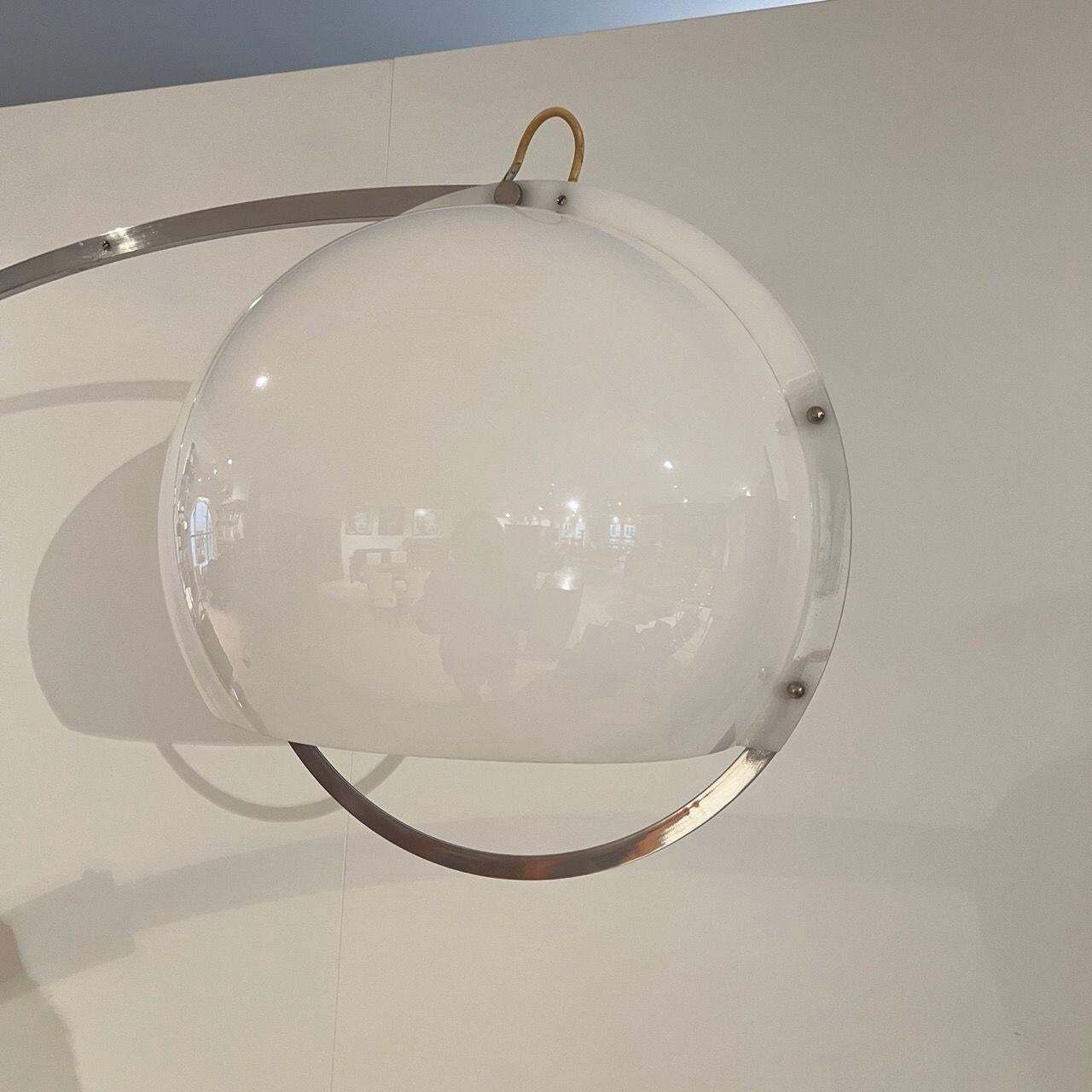 Arc Floor Lamp By Guzzini, Aluminum, Travertine, Italy Circa 1970 photo Lighting