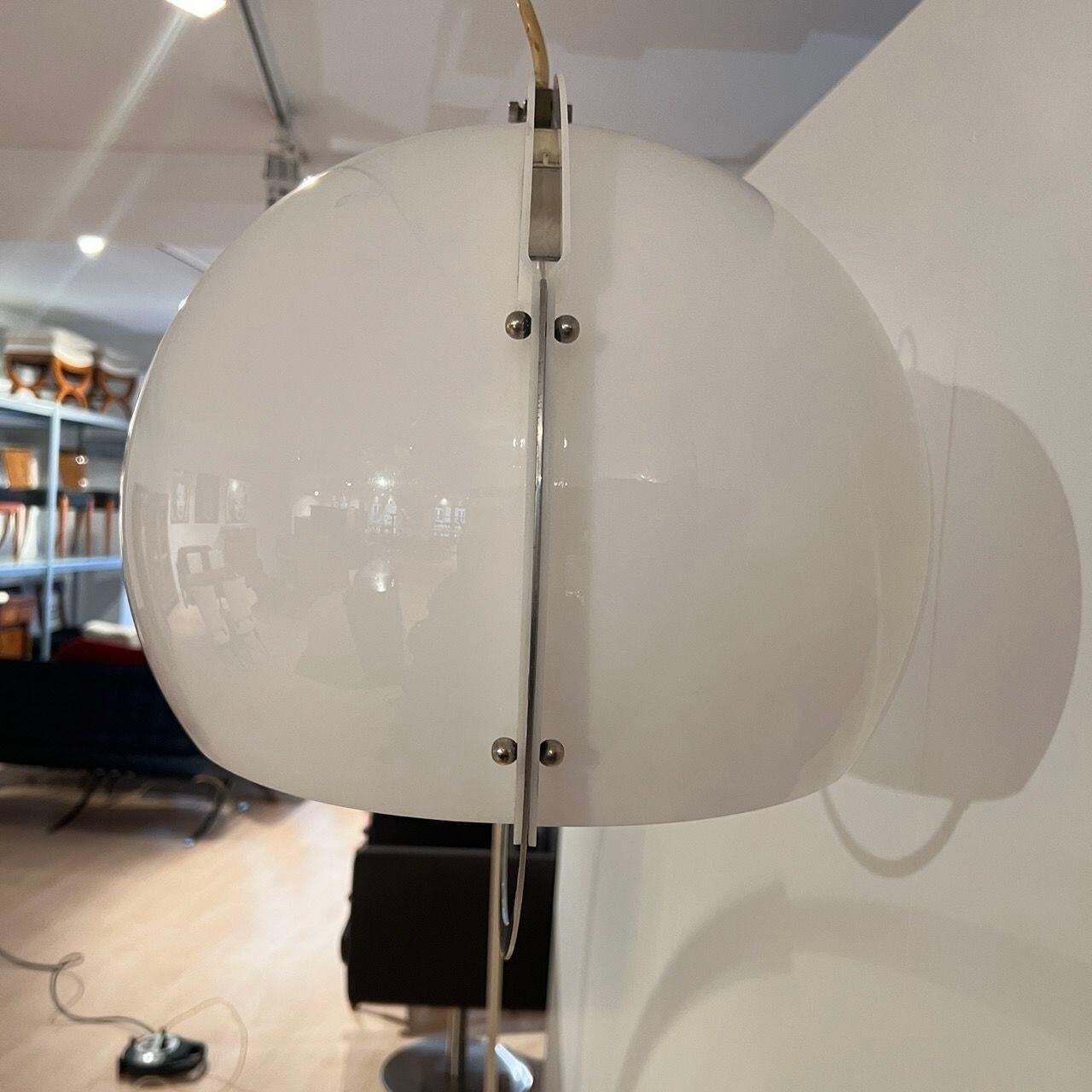 Arc Floor Lamp By Guzzini, Aluminum, Travertine, Italy Circa 1970 photo vinterior
