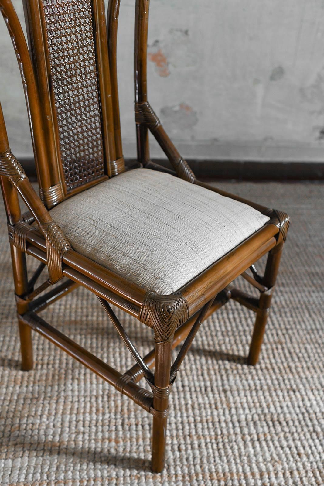 Pair Of Bamboo And Vienna Straw Chairs, Hazelnut Finish With Wicker Seat, 1970s photo 719.0