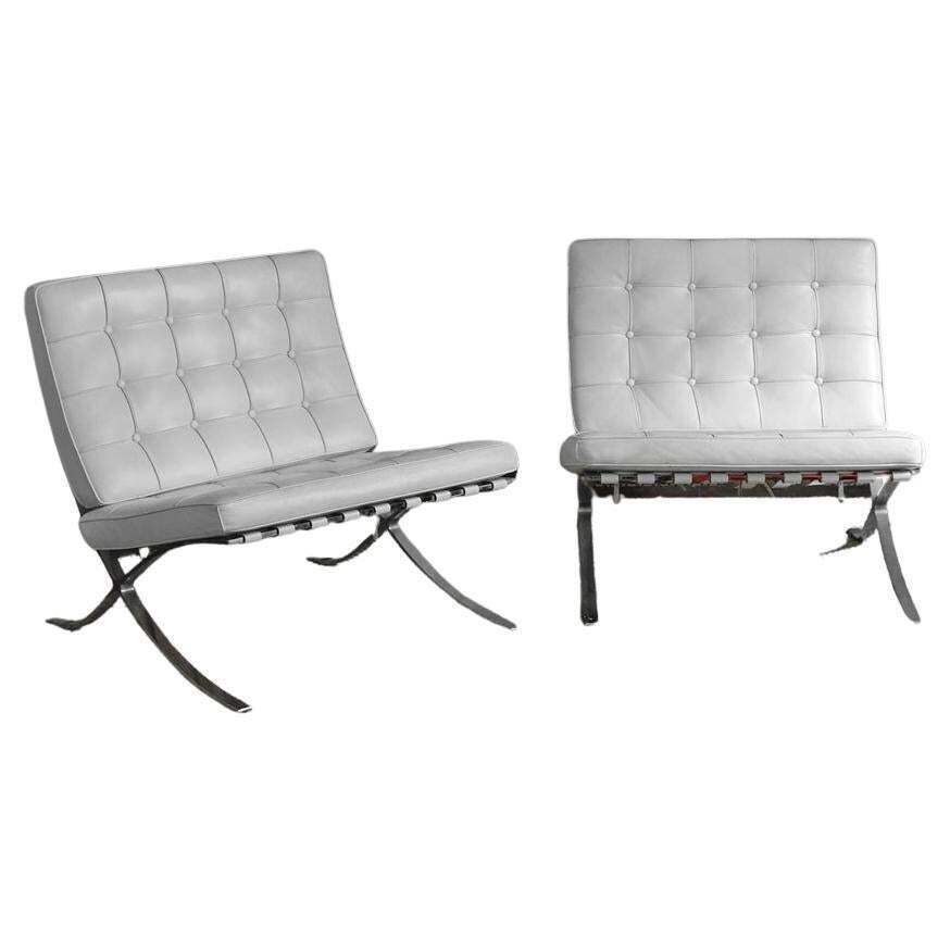 Pair Of Mr90 Barcelona Chairs By Mies Van Der Rohe For Alivar