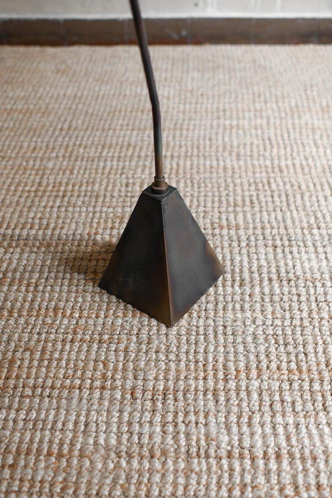 3356.0 Pair Of “Lanterna” Floor Lamps With Iron Frame And Spherical Fabric Lampshade photo