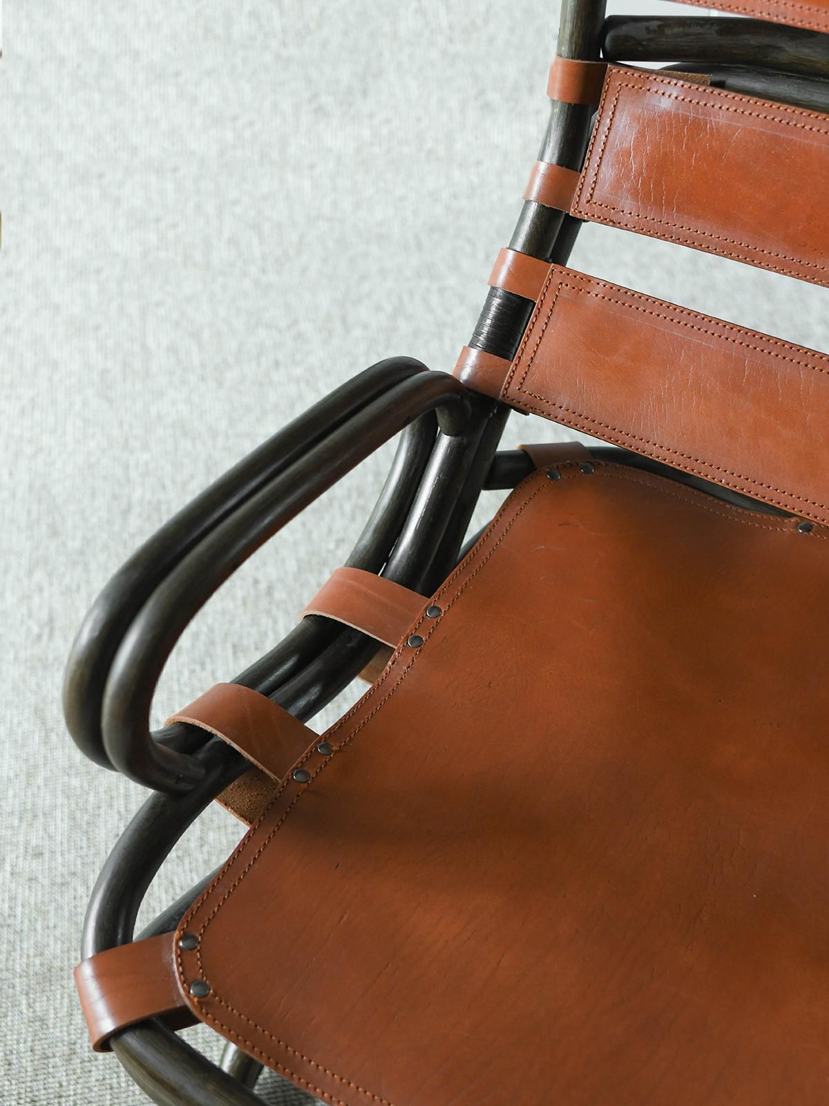 Pair Of Tito Agnoli Bamboo Armchairs With Leather Strap Seats, Italy 1960 photo buy