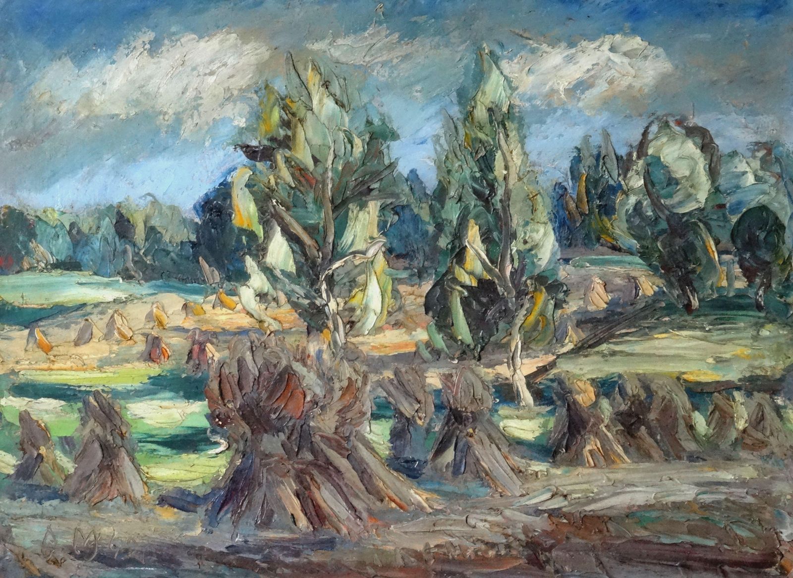 Adolf Melnarsautumn Evening  1943, Oil On Cardboard, 45x60 Cm1943
