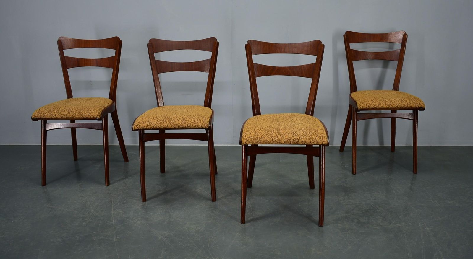 photo furniture Vintage Walnut Dining Chairs By Mier Topolcany, Czechoslovakia, 1960s, Set Of 4
