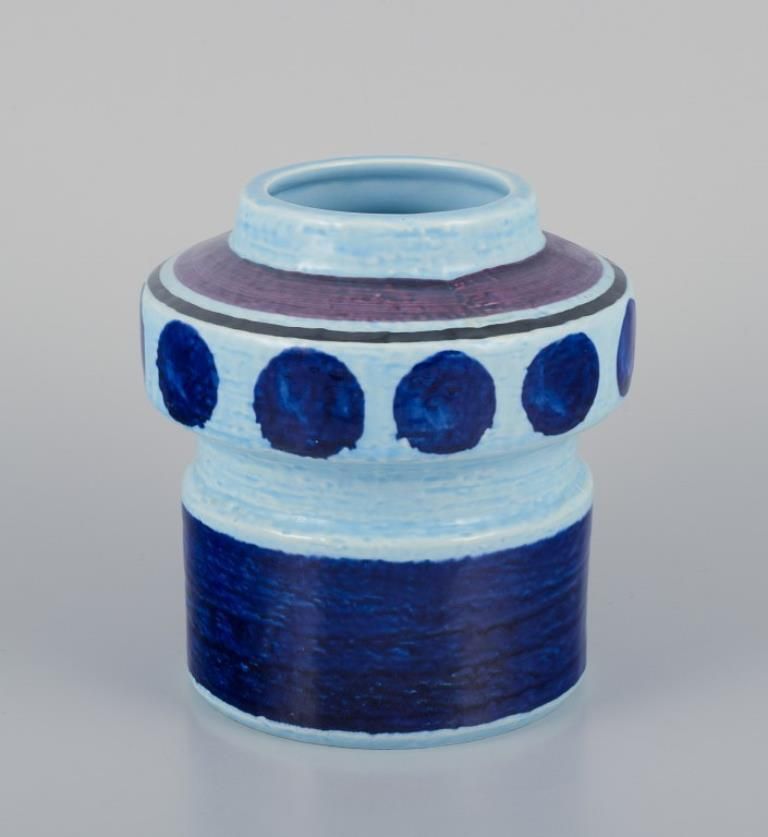 Olle Alberius For Rörstrand. "Lavendel" Ceramic Vase With Glaze In Blue Tones photo furniture
