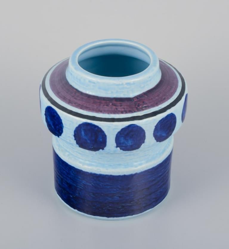 Olle Alberius For Rörstrand. "Lavendel" Ceramic Vase With Glaze In Blue Tones photo Home Decor