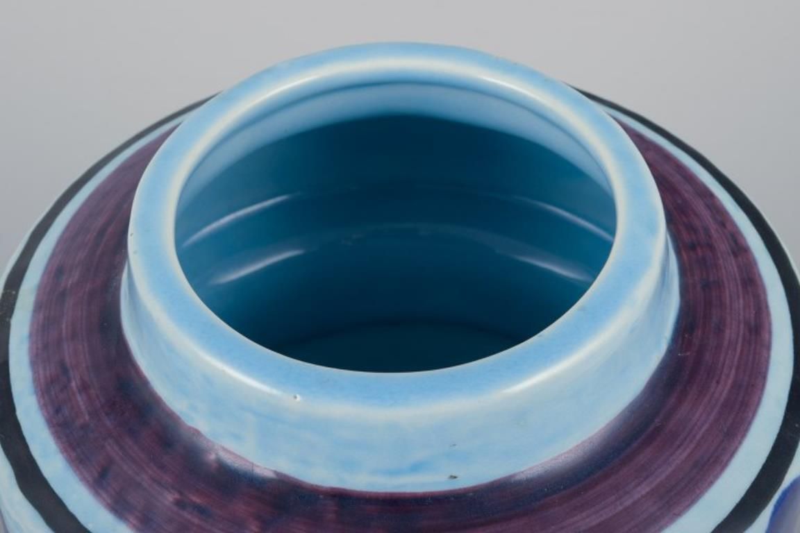Olle Alberius For Rörstrand. "Lavendel" Ceramic Vase With Glaze In Blue Tones photo vinterior