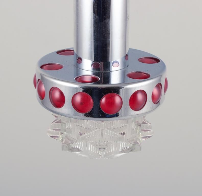 Raak, Holland. Two Ceiling Pendants In Chromed Metal And Art Glass. 1970s. photo 309.0