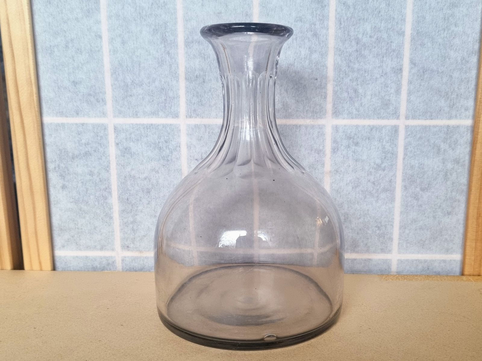 Georgian Glass Decanter | Antique English Wine Carafe | Hand Blown Cut Glass Bottle | 10 Inch Pontil Mark Base 1800s photo vintage