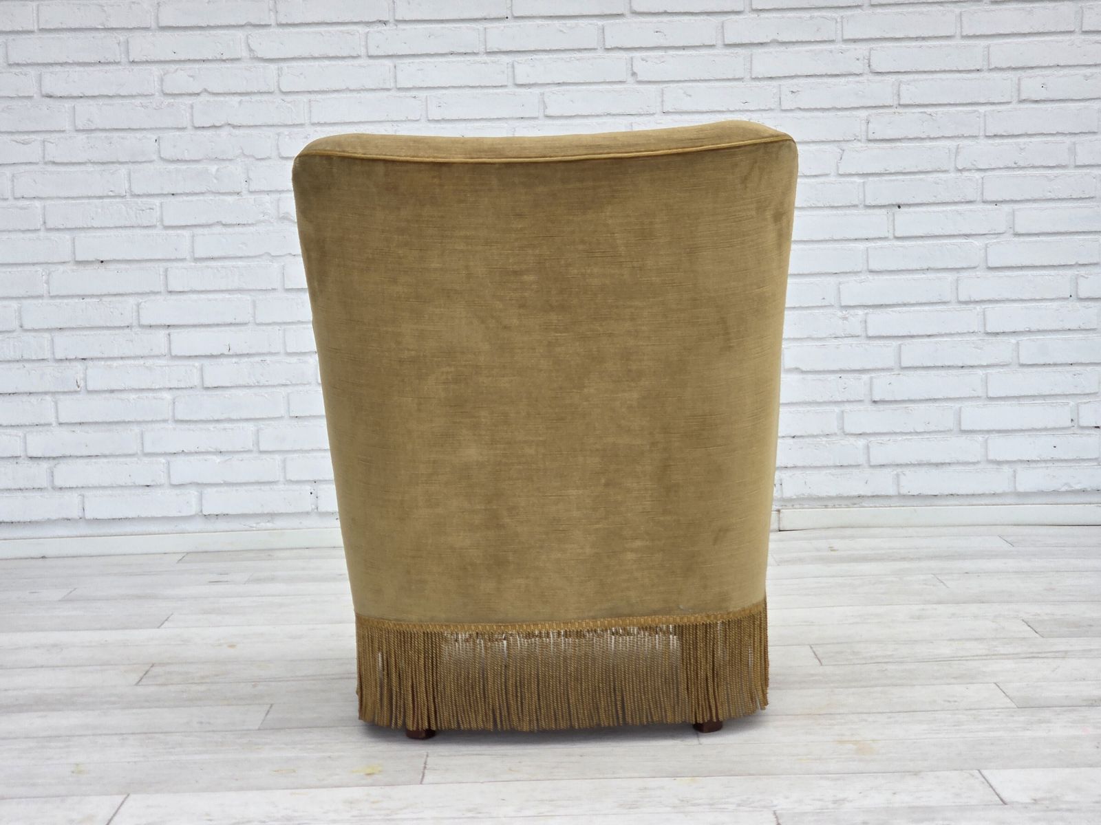 1970s, Danish Lounge Chair, Original Light Green Furniture Velour, Beech Wood. photo for sale