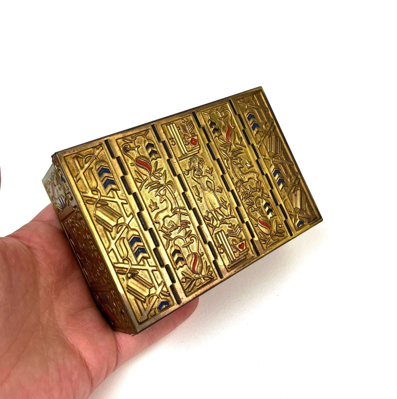Stunning Bauhaus Art Deco Avantgarde Brass Enamel Cubist Jewelry Box By Erhard & Söhne photo furniture