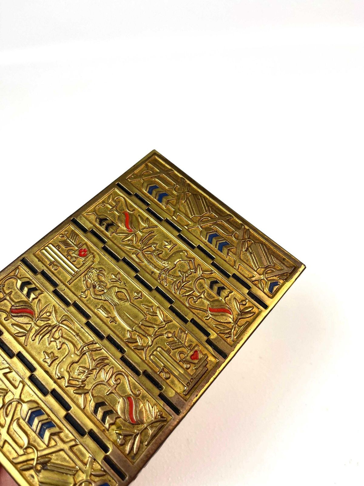 Stunning Bauhaus Art Deco Avantgarde Brass Enamel Cubist Jewelry Box By Erhard & Söhne photo vinterior