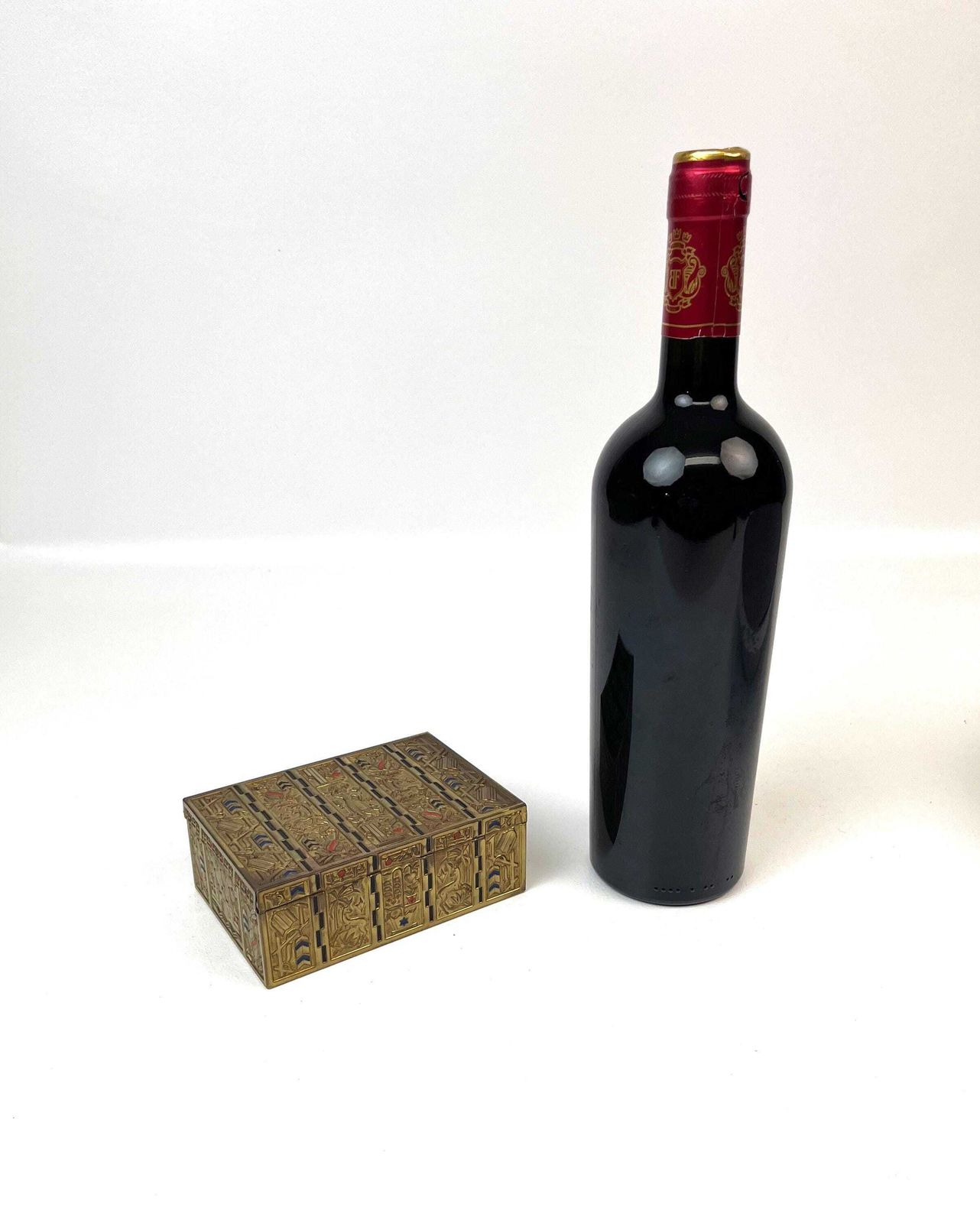 photo furniture Stunning Bauhaus Art Deco Avantgarde Brass Enamel Cubist Jewelry Box By Erhard & Söhne
