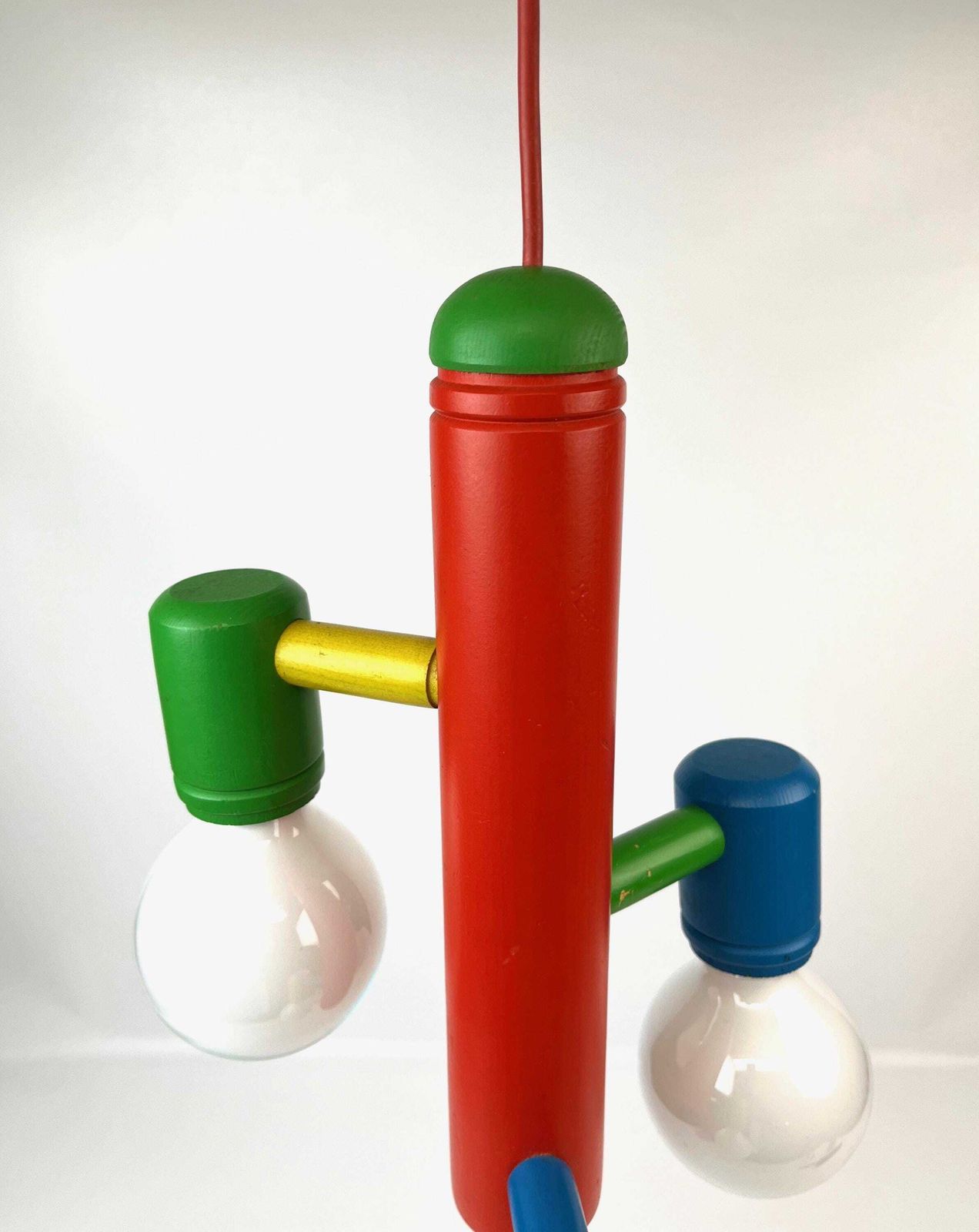 Rare Stunning 80s Postmodern Mid Century Chandelier Memphis Age Hanging Lamp photo for sale